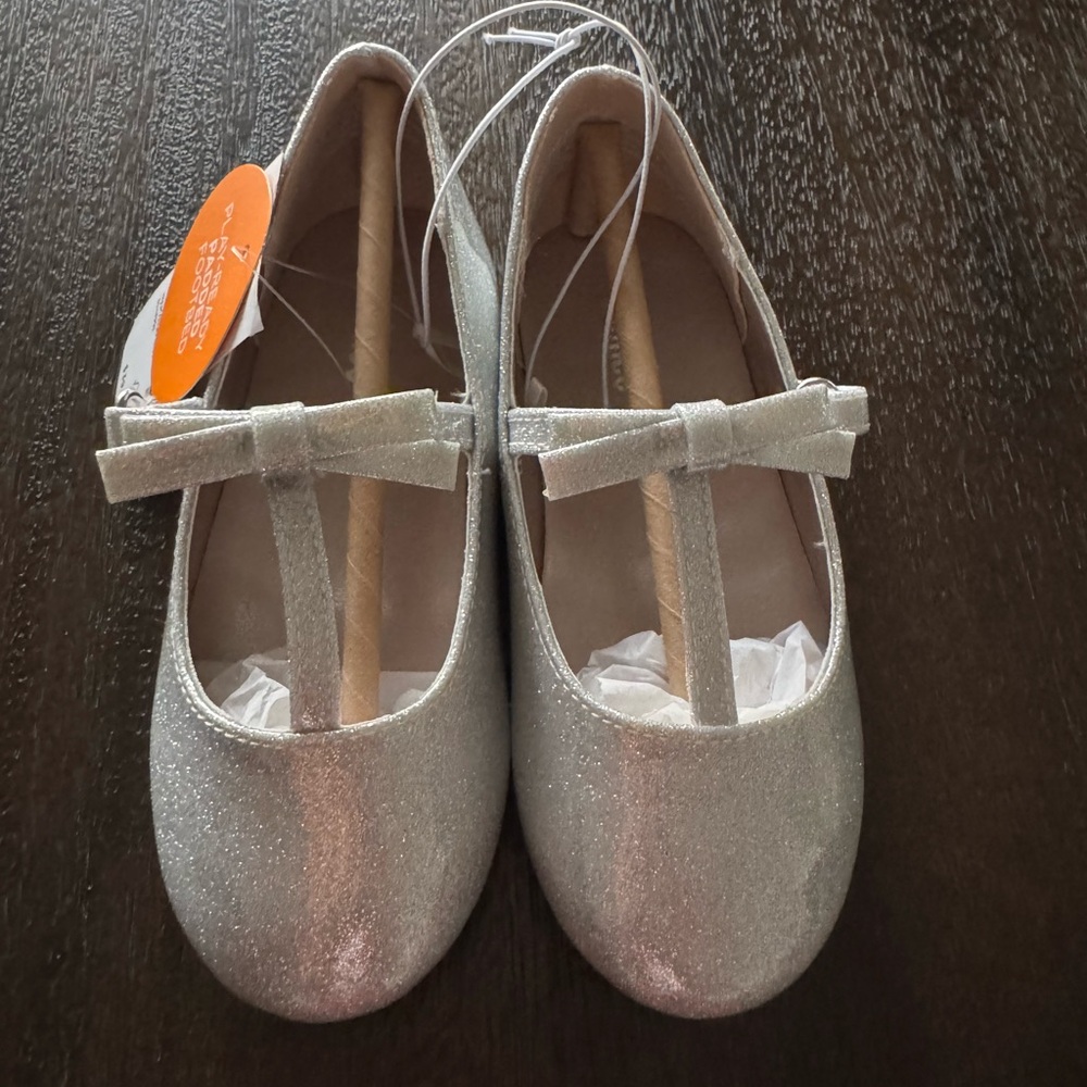 Gymboree Girls Silver Sparkly Dress Shoes for Toddlers Size 9